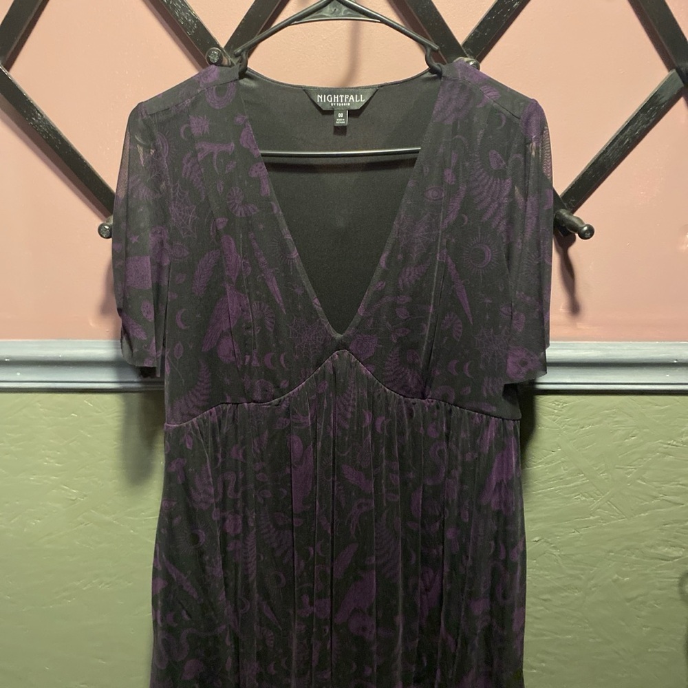 Torrid Nightfall Witchy Things Mesh Tiered Mini Dress